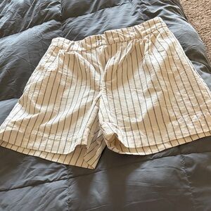 New white striped linen shorts. Size 4